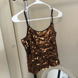 Copper sequined tank top